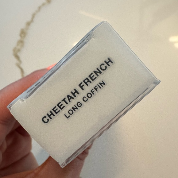 2 Static Nails Cheetah French Long Coffin Press-On Nails - Picture 4 of 4